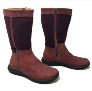 Sofft Felted Wool & Leather Mid-Calf Boot Burgundy 8.5